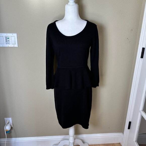 CALVIN KLEIN Sweater Dress with Peplum Scoop Neck Size Medium - Picture 2 of 11